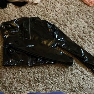 Black spandex zip up shirt